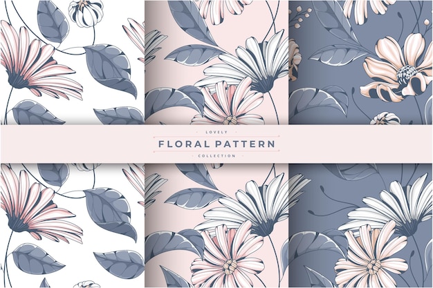 손으로 그린 사랑스러운 꽃 패턴 컬렉션