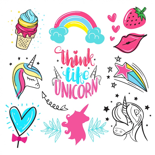 Hand drawn lovely unicorn