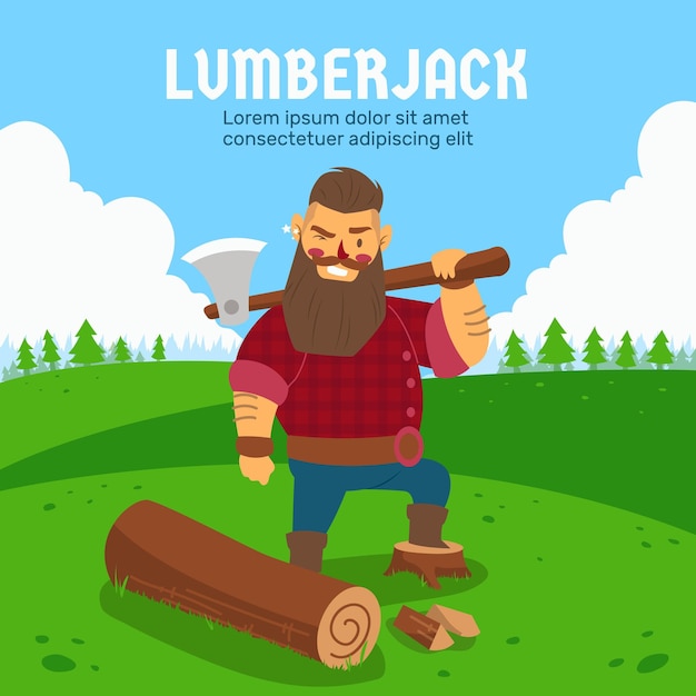 Vector hand drawn lumberjack illustration