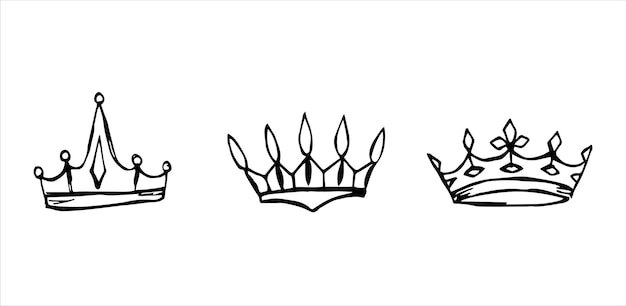 Hand drawn luxurious royal crowns in doodle or sketch style A rough draft of the crown