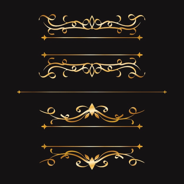 Vector hand drawn luxury gold floral ornament frame