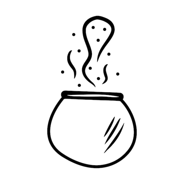 Hand drawn magic cauldron isolated on a white background