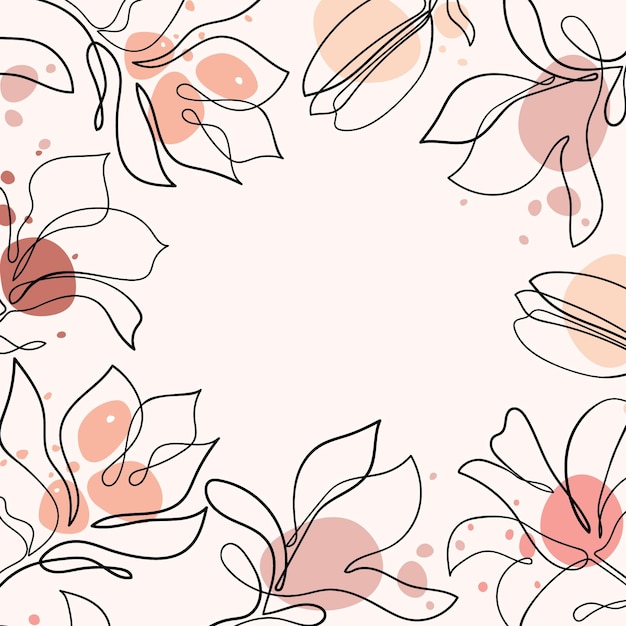 Hand drawn magnolia flower Continuous line art
