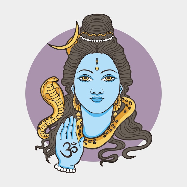 Vettore illustrazione disegnata a mano di maha shivaratri