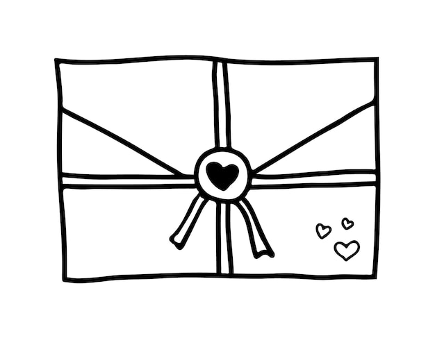 Hand drawn Mail in line doodle style Message with heart Sketch of Letter Drawing of Email icon