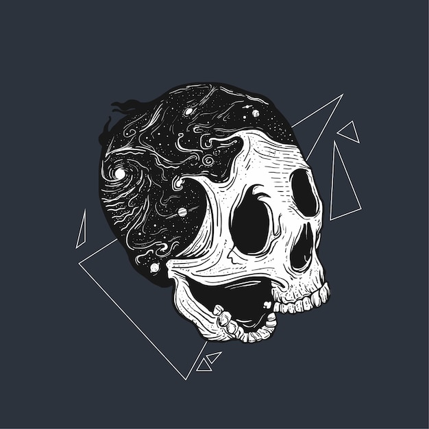 Hand drawn majestic skull illustration