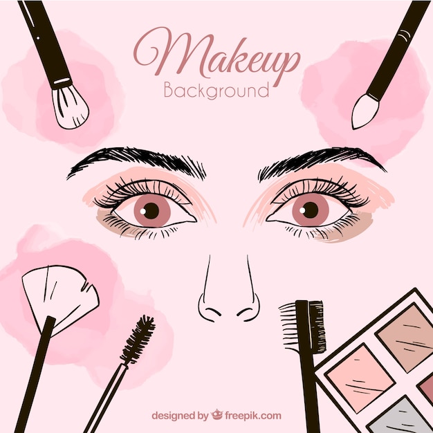 Vettore disegnati a mano make-up sfondo