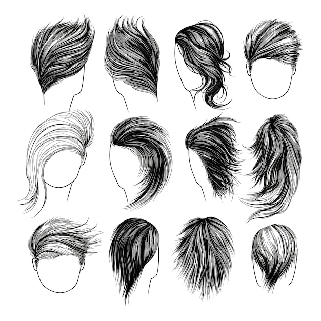 Hand Drawn Male Hairstyle Collection