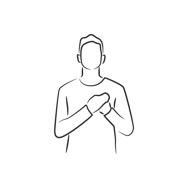 Hand drawn man oneline continuous single line art