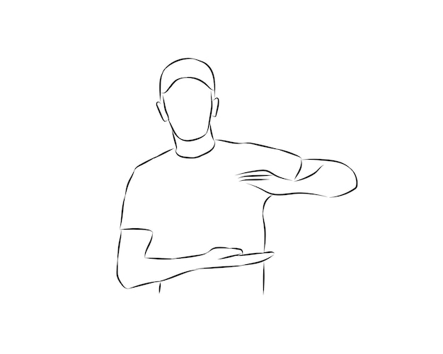 Hand drawn man outline illustration free vector