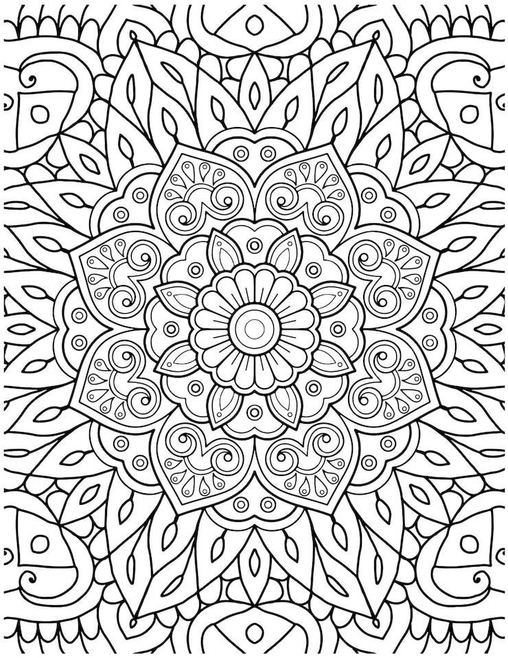 Premium Vector Hand drawn mandala coloring pages for adult coloring