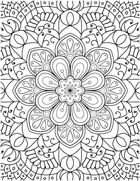 Premium Vector  Hand drawn mandala coloring pages for adult coloring book.  floral hand drawn mandala coloring page.