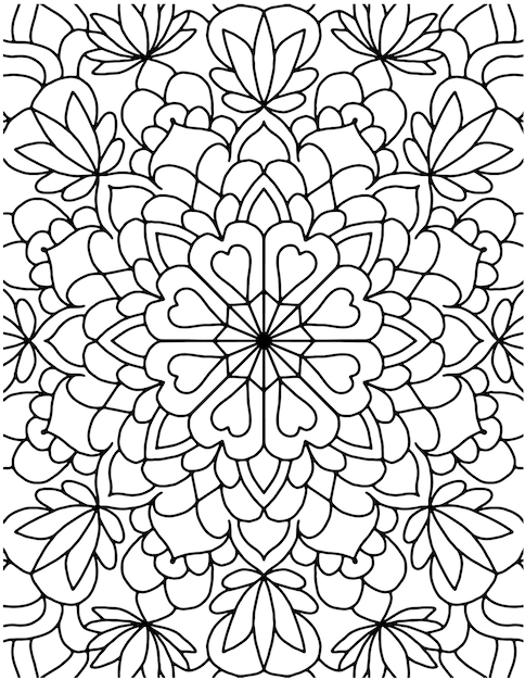 Hand Drawn Mandala Coloring Pages For Adult Coloring Book. Floral Hand Drawn Mandala Coloring Page.