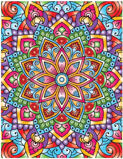 Hand Drawn Mandala Coloring Pages For Adult Coloring Book. Floral Hand Drawn Mandala Coloring Page.