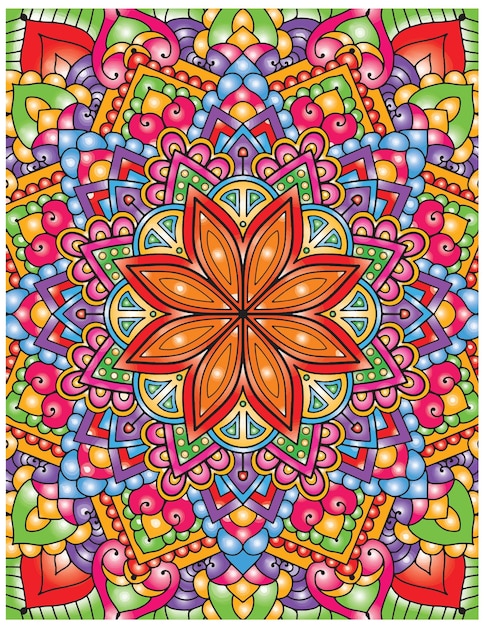 Hand Drawn Mandala Coloring Pages For Adult Coloring Book. Floral Hand Drawn Mandala Coloring Page.