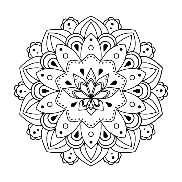 Disegno del fiore di loto mandala disegnato a mano