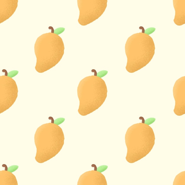 Vettore modello senza cuciture carino mango disegnato a mano