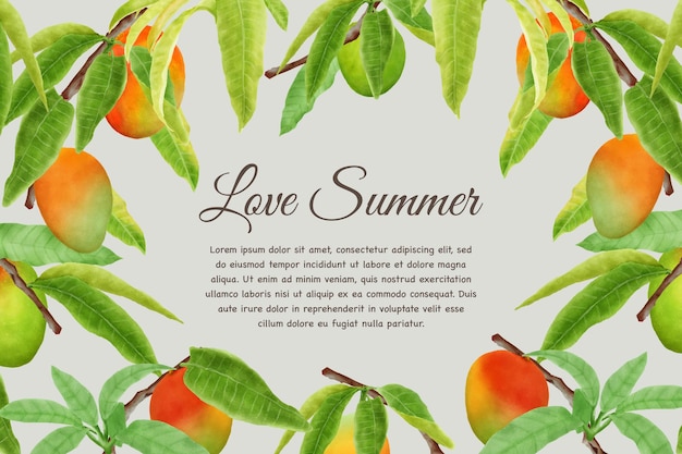 Vector hand drawn mango fruit background design