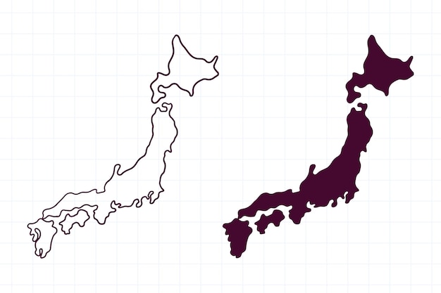 Vector hand drawn map of japan doodle illustration