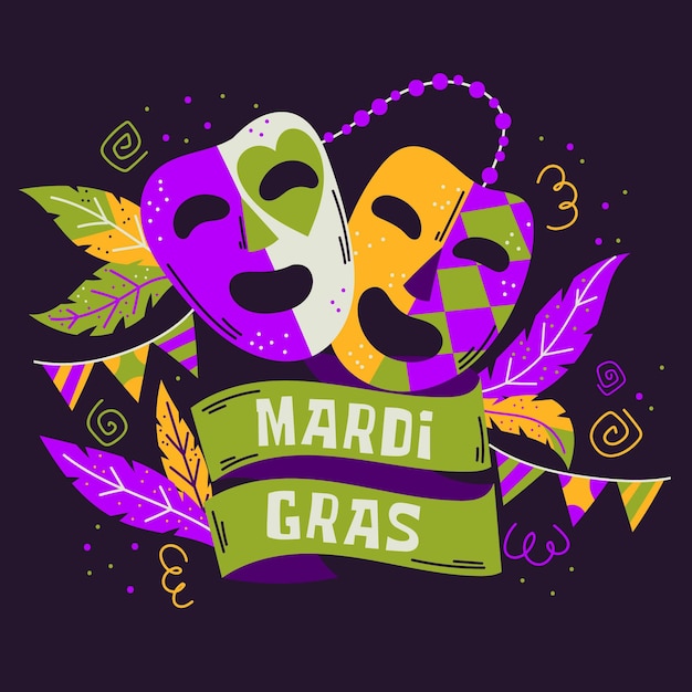 Hand drawn mardi gras concept