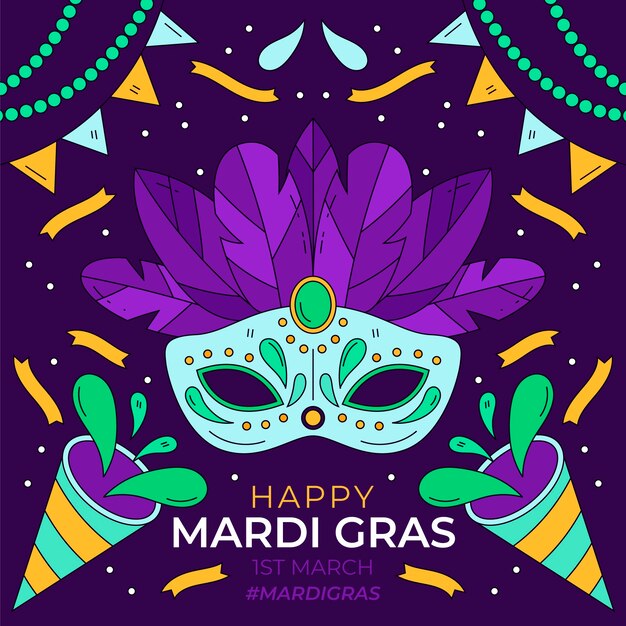 Vector hand drawn mardi gras illustration