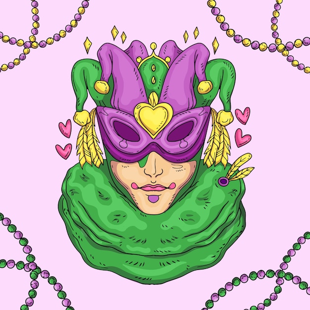 Vector hand drawn mardi gras illustration