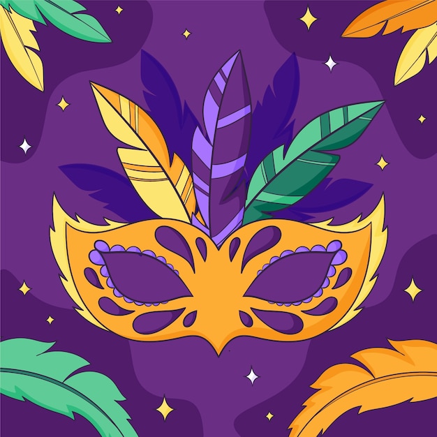 Hand drawn mardi gras illustration