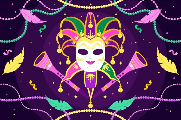 Vector hand drawn mardi gras illustration