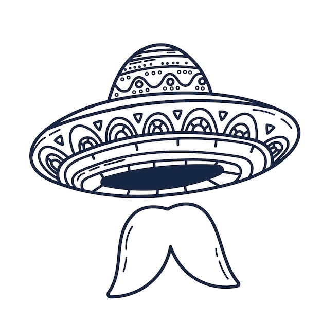 Hand drawn mariachi hat illustration