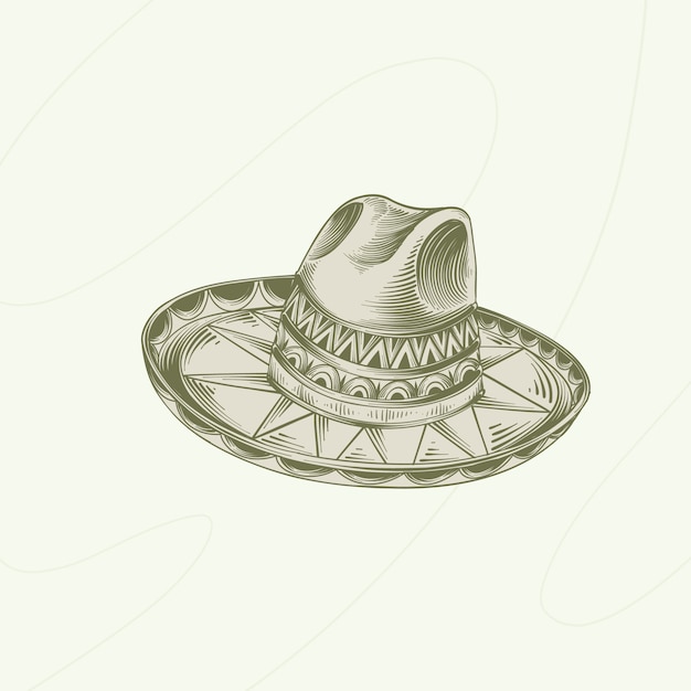 Illustrazione di un cappello mariachi disegnato a mano