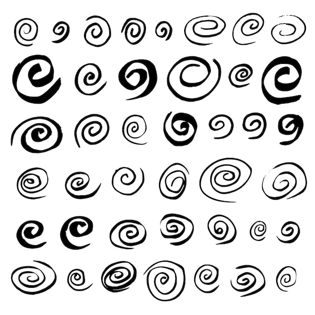 Vector hand drawn marker line spiral collection