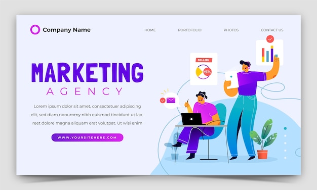 Vector hand drawn marketing agency template