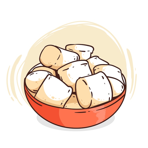 Hand drawn marshmallow illustration