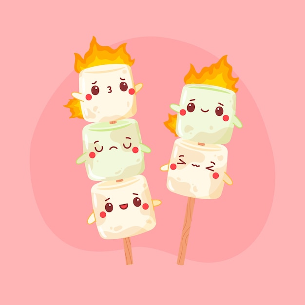 Vector hand drawn marshmallow illustration