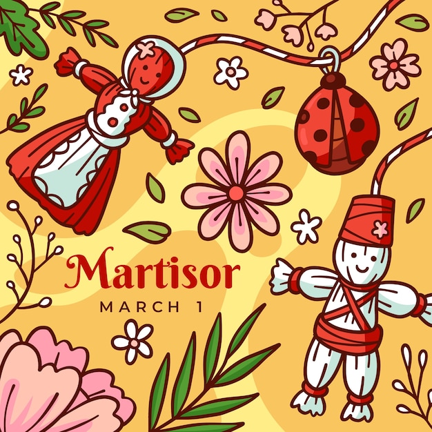 Vector hand drawn martisor illustration