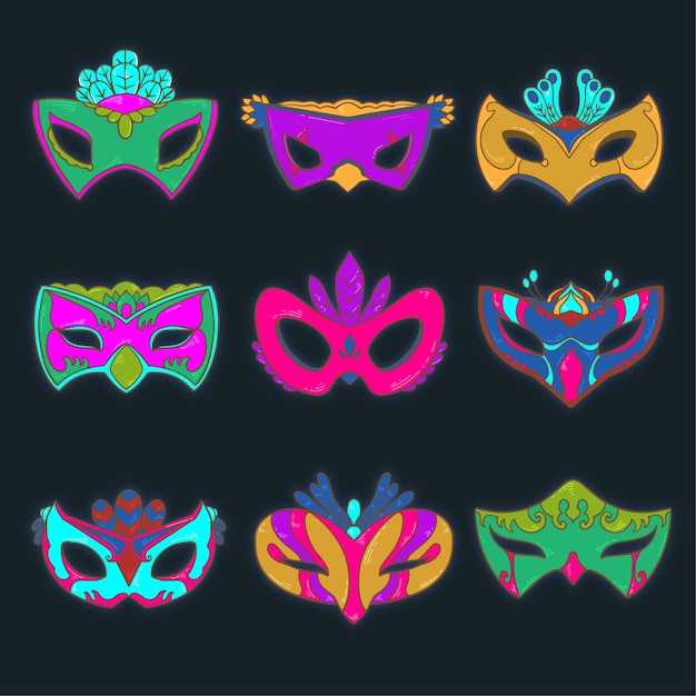 Vector hand drawn mask collection