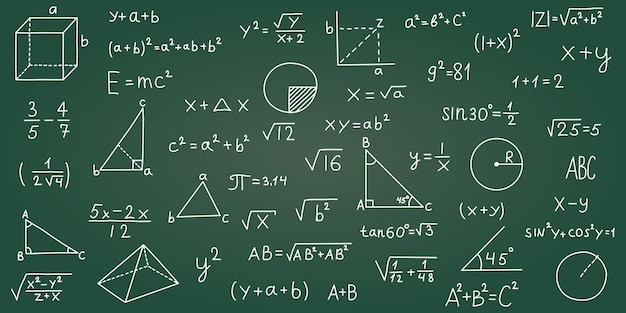 Vettore icona dei simboli matematici disegnati a mano in stile piatto formula matematica illustrazione vettoriale su sfondo isolato istruzione scolastica segno business concept