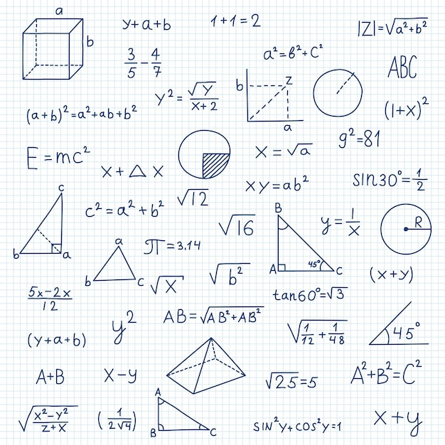 Нарисованная вручную иконка математических символов в плоском стиле математическая формула векторной иллюстрации на изолированном фоне знак школьного образования бизнес-концепция