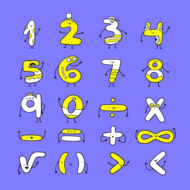 Vector hand drawn mathematical symbols