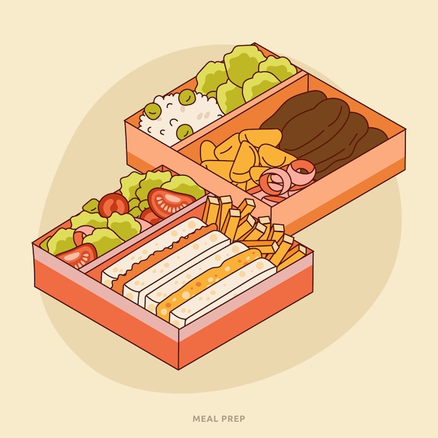 Hand drawn meal prep illustration