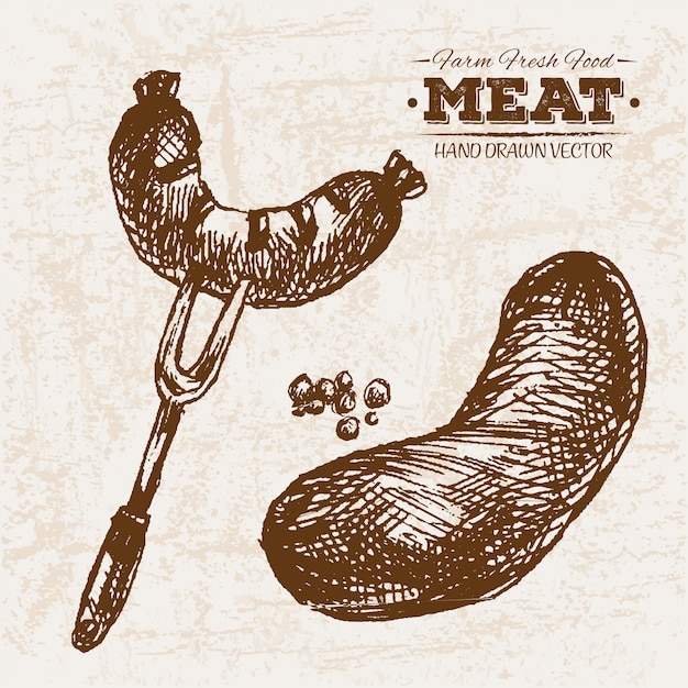 Hand drawn meat products