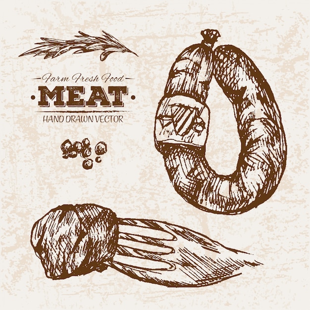 Hand drawn meat products