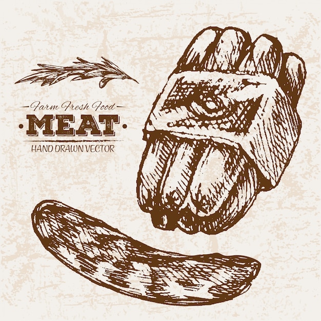 Hand drawn meat products