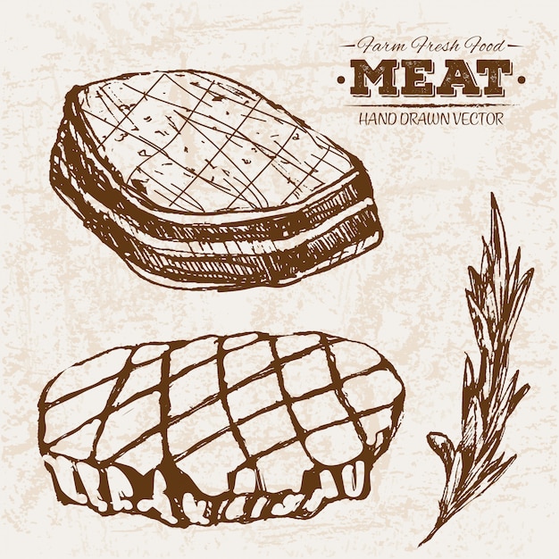 Hand drawn meat products