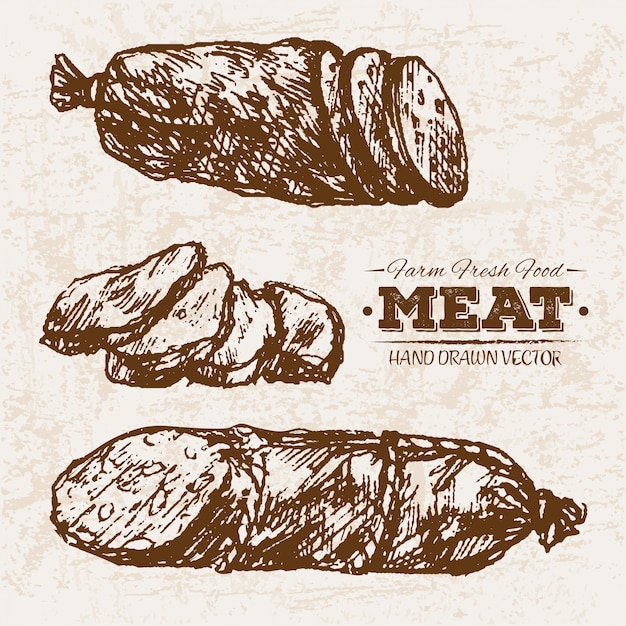 Hand drawn meat products