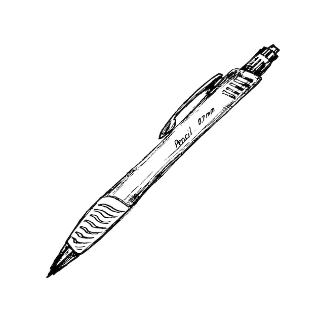 Vector hand drawn mechanical pencil sketch. vector doodle illustration.