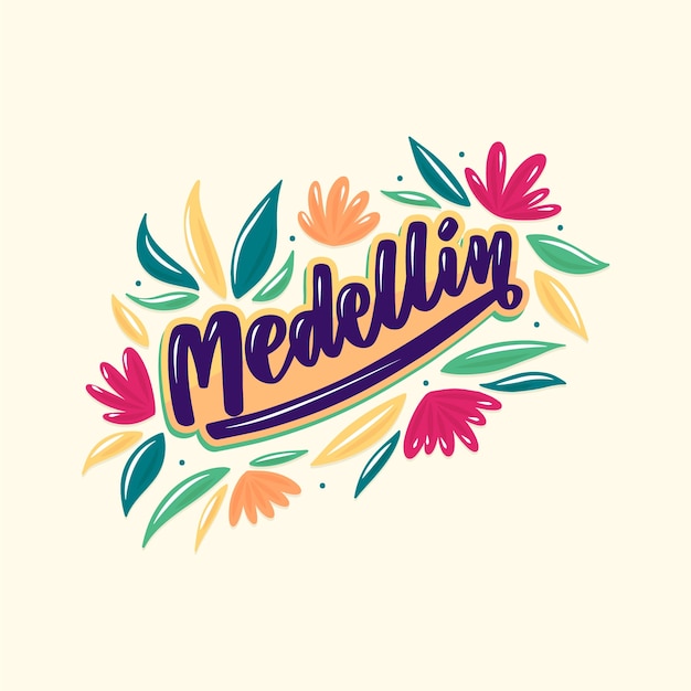 손으로 그린 medellin 텍스트 그림