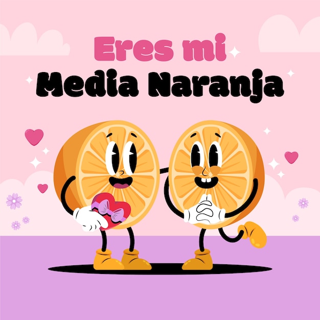 Hand drawn media naranja illustration