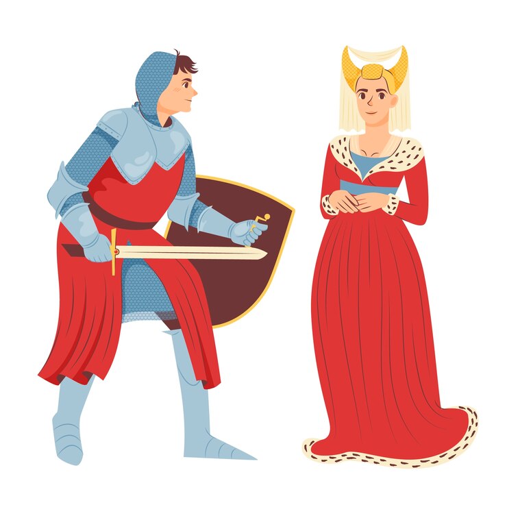 Vector hand drawn medieval characters illustration