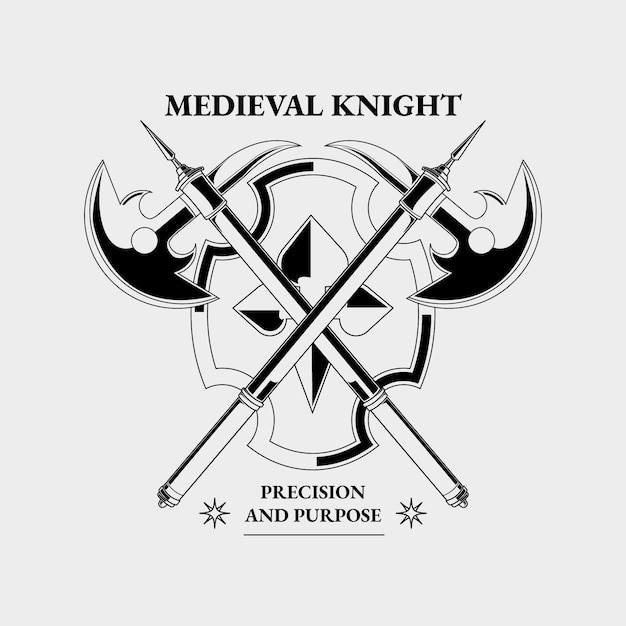 Hand drawn medieval knight badge